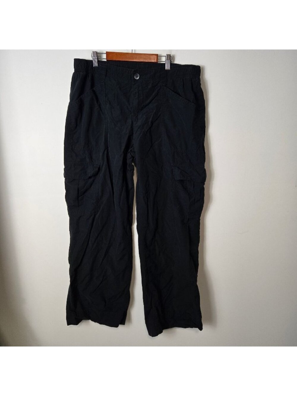 Old Navy Women's Size L Wide-Leg Full-Length Cargo Black Jack Pants